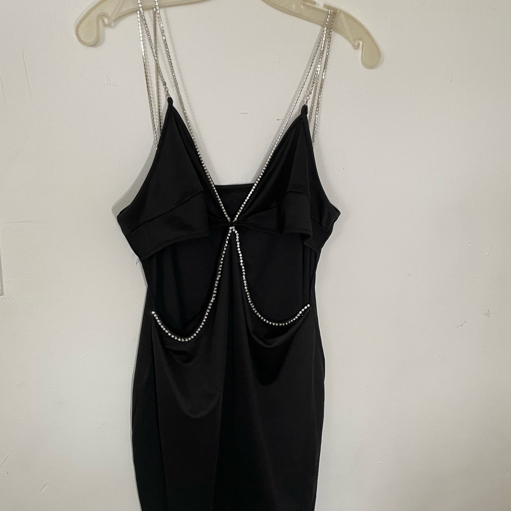 Black cutout rhinestone party dress